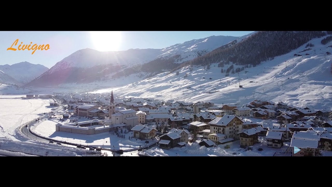 Livigno Aerial Drone Shot - Winter Season. Alps and Snow. Videomoreproduction - Travel & Adventure