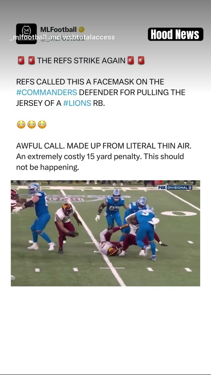 Refs called this a face mask #hoodnews #detroitlions #referee #NFL #sports #football #viralvideo #us