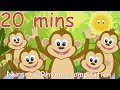5 Little Monkeys Jumping On The Bed And Lots More Nursery Rhymes! 20 minutes!