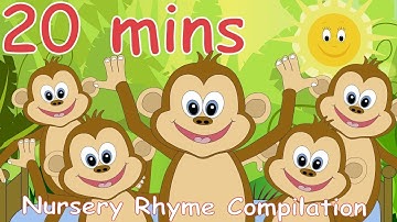 5 Little Monkeys Jumping On The Bed And Lots More Nursery Rhymes! 20 minutes!