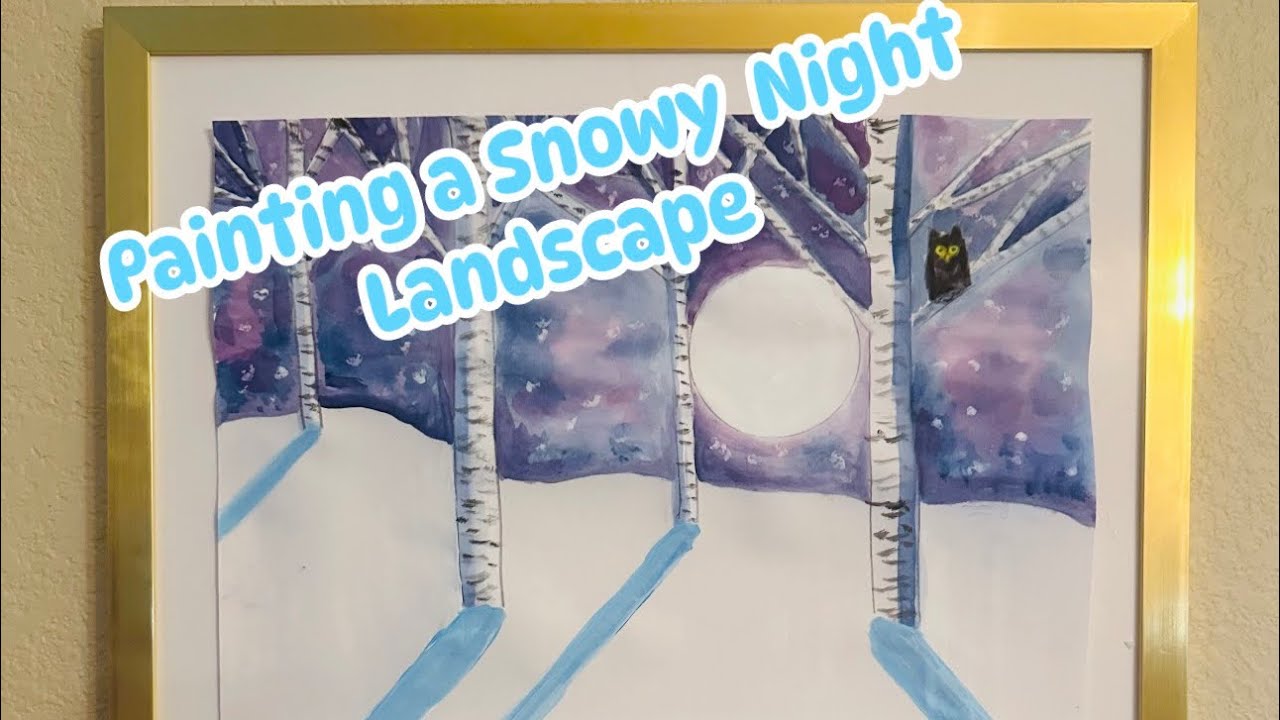 😃How to paint a Snowy Evening Landscape!! ❄️❄️❄️❄️