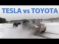 Tesla Model X vs Toyota Land Cruiser tug of war