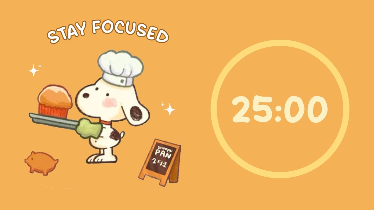 🍞 Study with Me | Snoopy Baking | 25/5 Timer | Chill Lo-fi 🎶 | 4 Hour Focus Session
