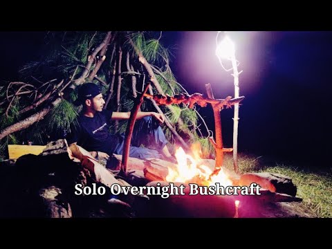 SOLO OVERNIGHT BUSHCRAFT CAMPING || NATURAL SHELTER || NO TENT & NO ...
