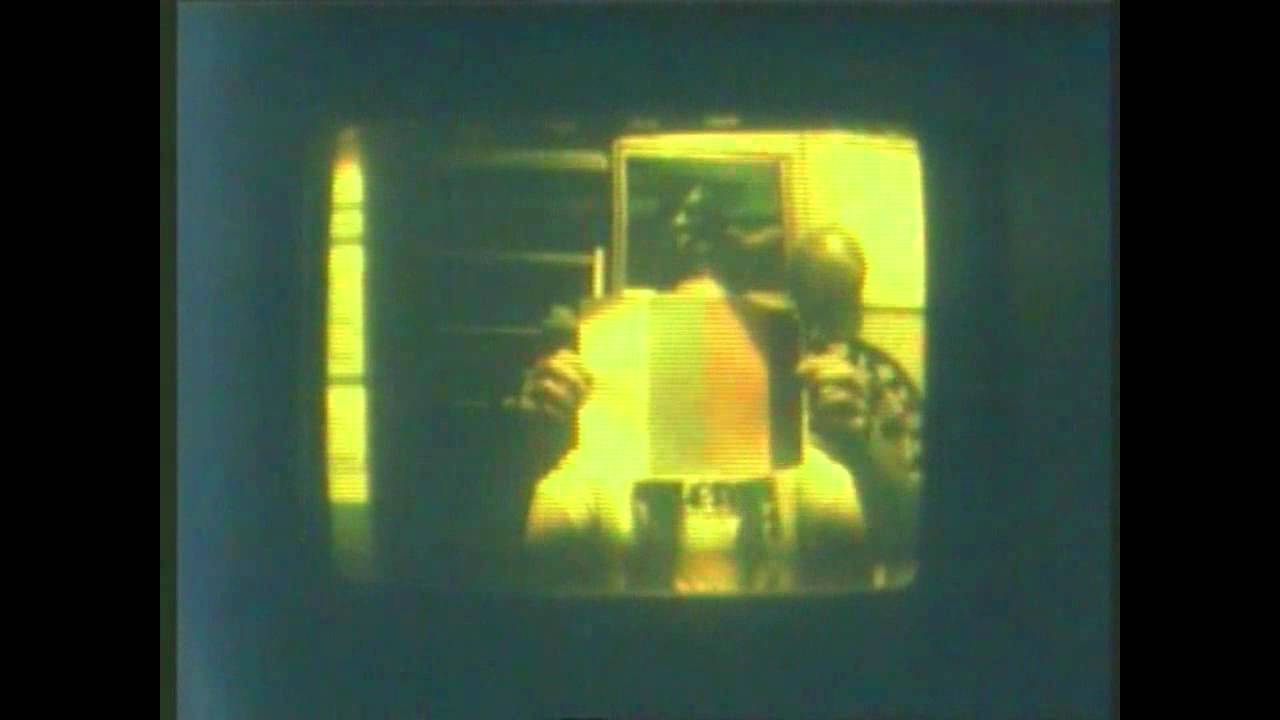 Field sequential 2 colour camera/television system telerecording of myself & colourful objects