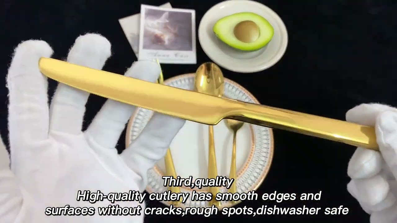 Reusable Fork Spoon Titanium Gold Plated Cutlery Stainless Steel Restaurant Flatware Sets