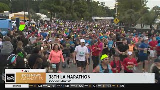 38th annual LA Marathon gets underway near Dodger Stadium