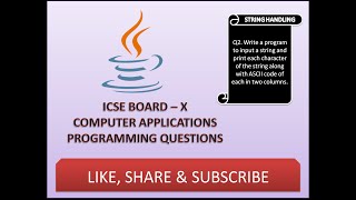 String Handling || Question - 2 || ICSE - X (Java Programming Tutorial)
