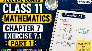 Federal Board Class 11 – Chapter 7 (Exercise 7.1 Part 1) | Study Notes