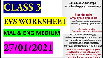 CLASS 3 EVS WORKSHEET / JANUARY 27/ KERAA SYLLABUS CLASS 3 EVS WORKSHEET