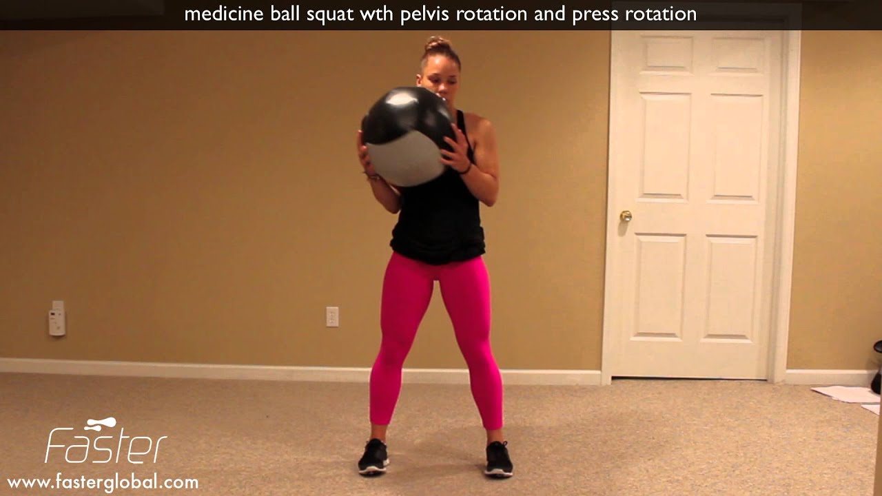 medicine ball squat wth pelvis rotation and press rotation.mov - YouTube