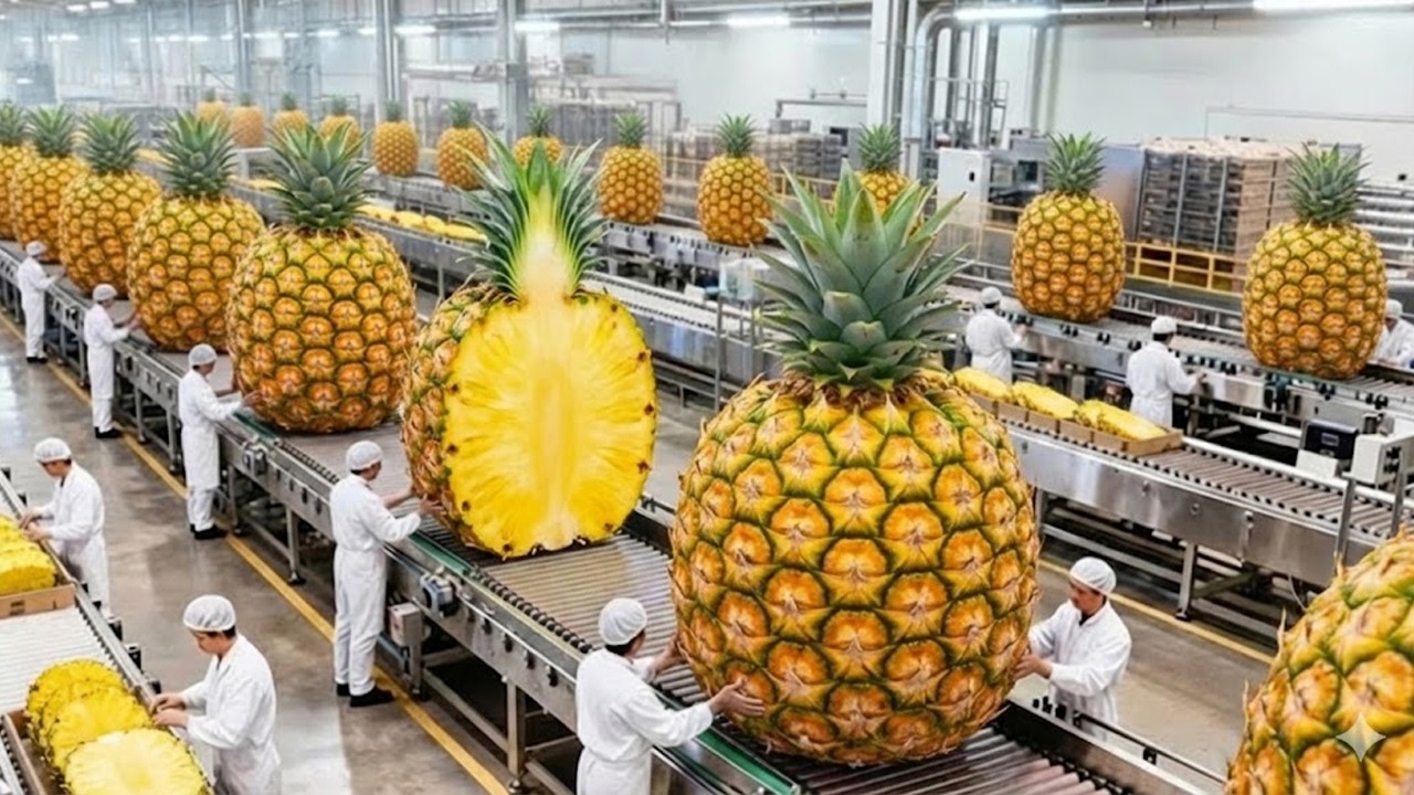 Inside the Factory: How to Make Delicious Dried Pineapple and Canned Pineapple (Full Process)
