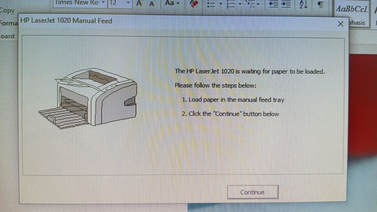 ぷりんページ The Hp Laserjet 1020 waiting for paper for loaded - YouTube