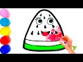 Watermelon drawing for kids|Bolalar uchun tarvuz chizish|Рисование арбуза для детей