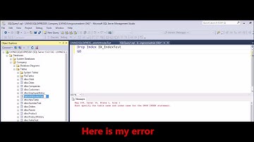 MSSQL - FIx Error -  Must specify the table name and index name for the DROP INDEX statement