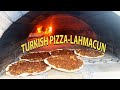 Cooking Turkish Pizza Lahmacun / Odun Atesinde Lahmacun