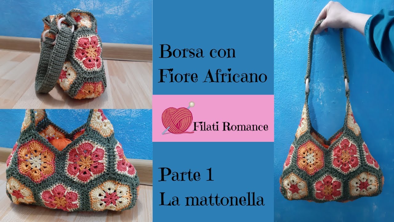 Borsa uncinetto Fiore africano Parte 1