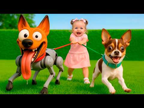 에바와 니키 🐶 로봇 강아지 vs 진짜 강아지 챌린지!