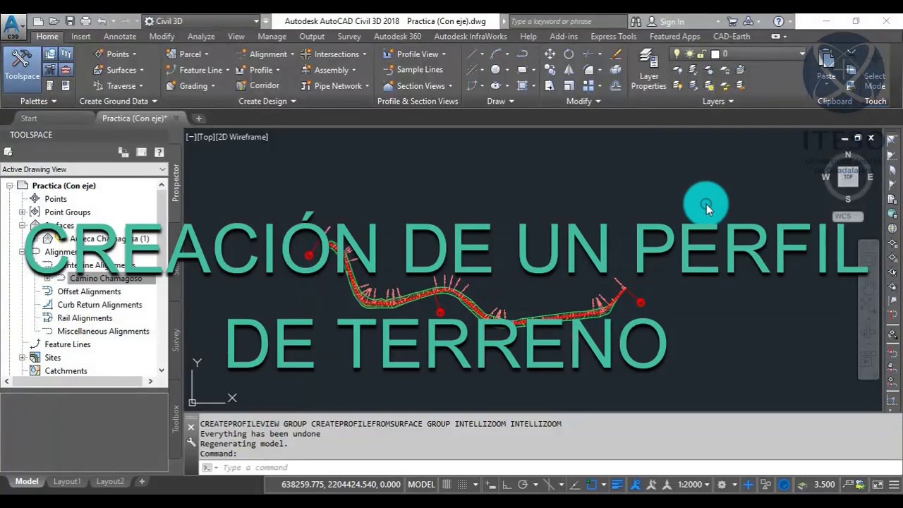07 Creación de un Perfil de Terreno Natural en Civil 3D - YouTube