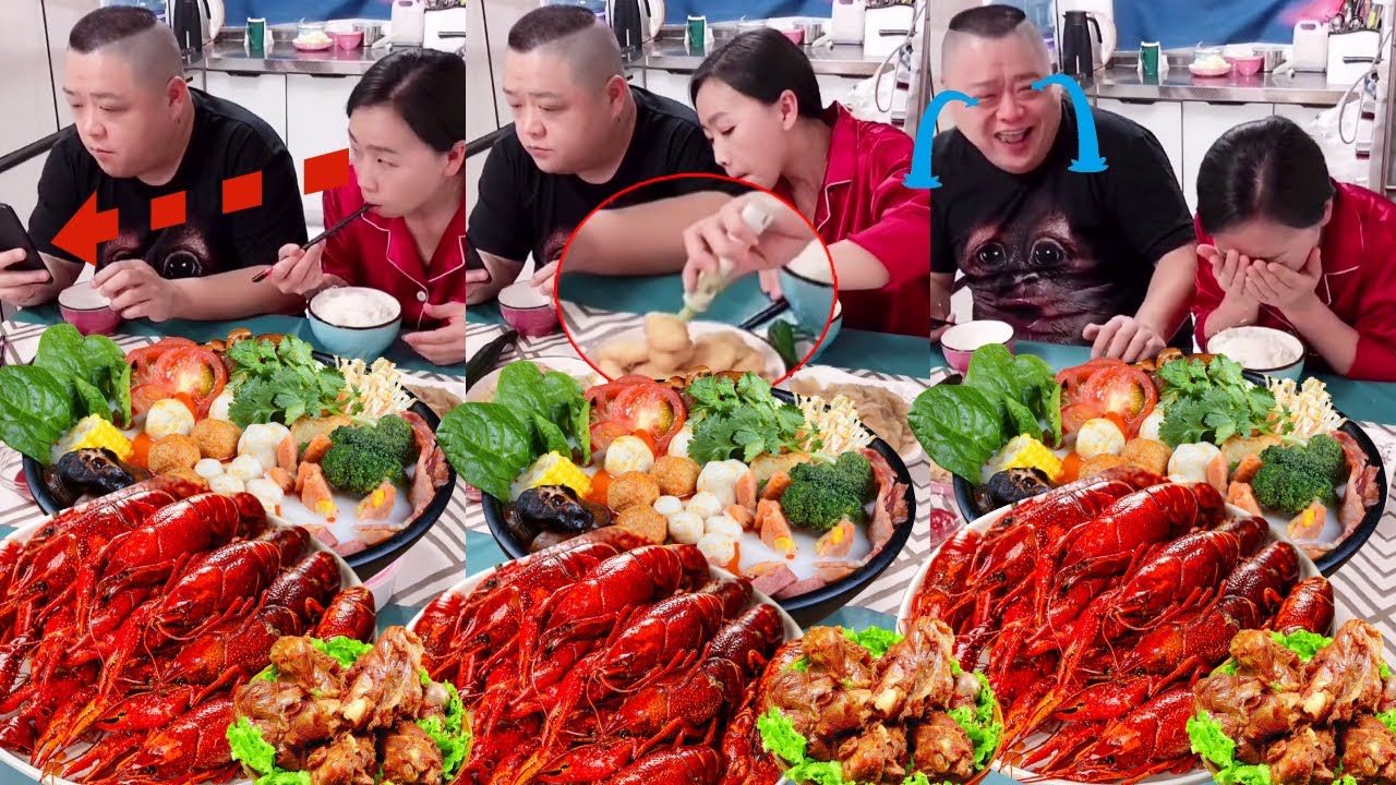 媳妇偷偷给老公鸡块抹芥末，没想到老公假装没有反应，媳妇尝试直接辣哭了！【朱大帅and依美姐】