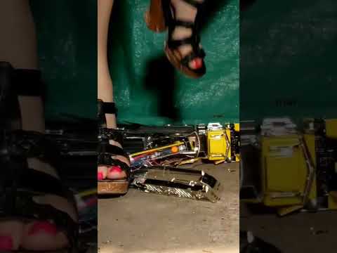 Jumping on shell tanker truck #asmrcrush #satisfying #feet #asmrsounds #highheels #crushing