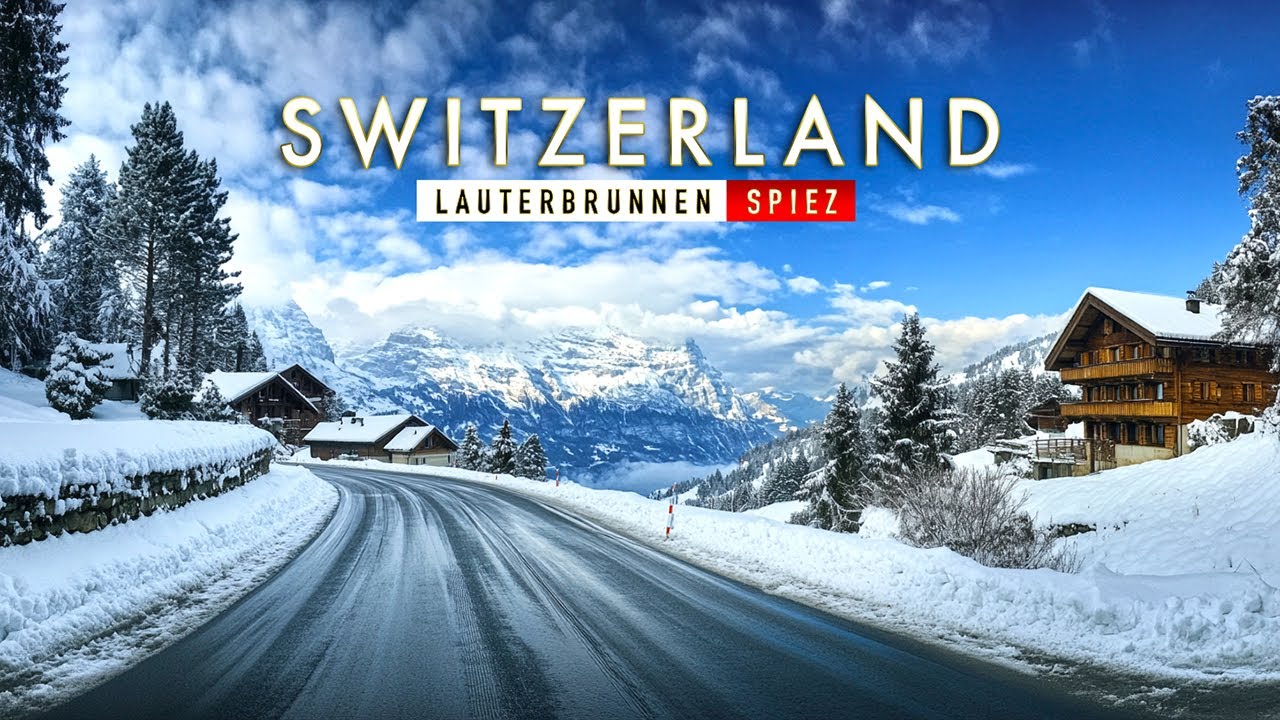 Scenic Winter Drive from Lauterbrunnen to Spiez | Swiss Alps Tour