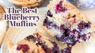 The BEST blueberry muffins with a flaky streusel!