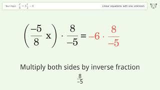 Solve x/8=3x/4-6: Linear Equation Video Solution | Tiger Algebra