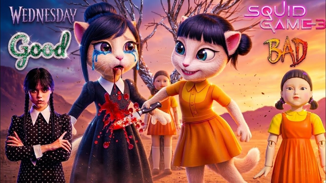 Good Wednesday Vs Bad Squid Game: my talking angela 2 🥰 cosplay makeover #new #cartoon #comedy 