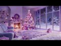 Dreamy Purple Christmas Lounge 🎄 Cozy Fireplace & Snowing Night | 4K Animated Loop