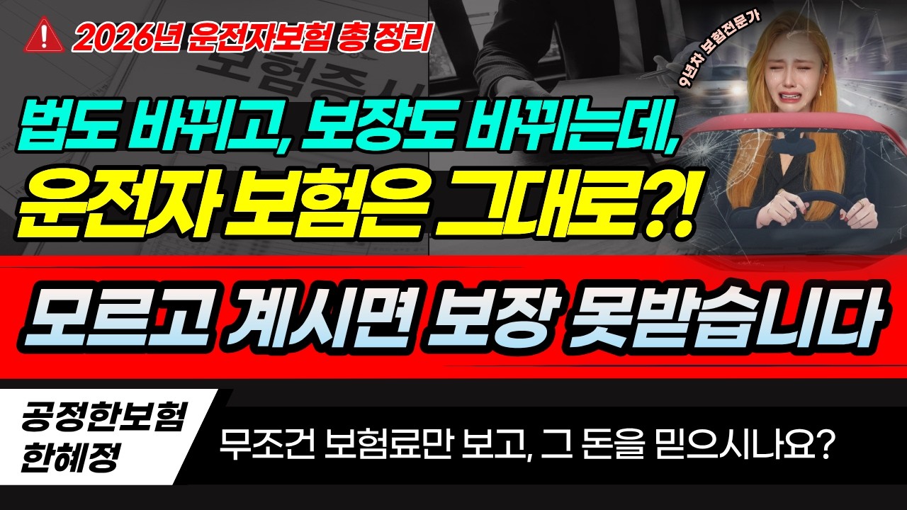 운전자보험 2026년 전 회사 비교,추천 I 진짜 제대로 된 건 단 하나 뿐! 이 특약없다면 손해봅니다     #보험 #운전자보험 #변호사선임비