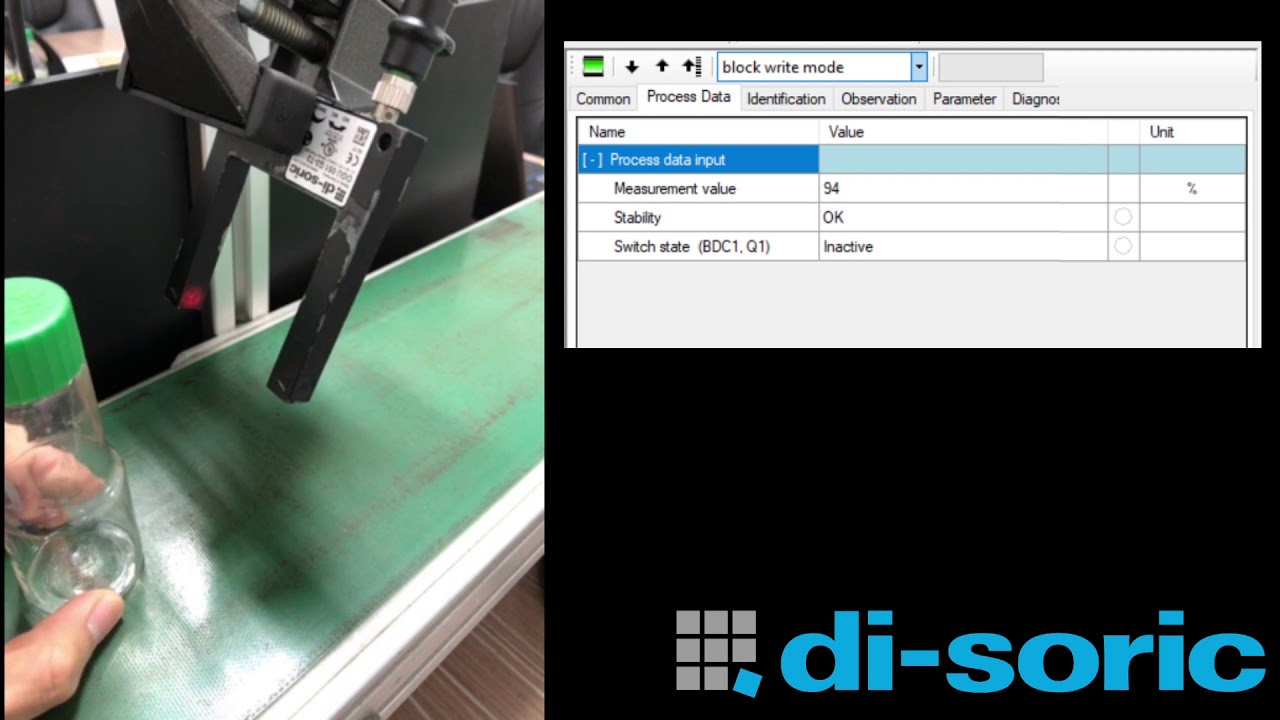 Transparent Bottle Detection - OGU Fork Light Barrier di-soric - IO-Link
