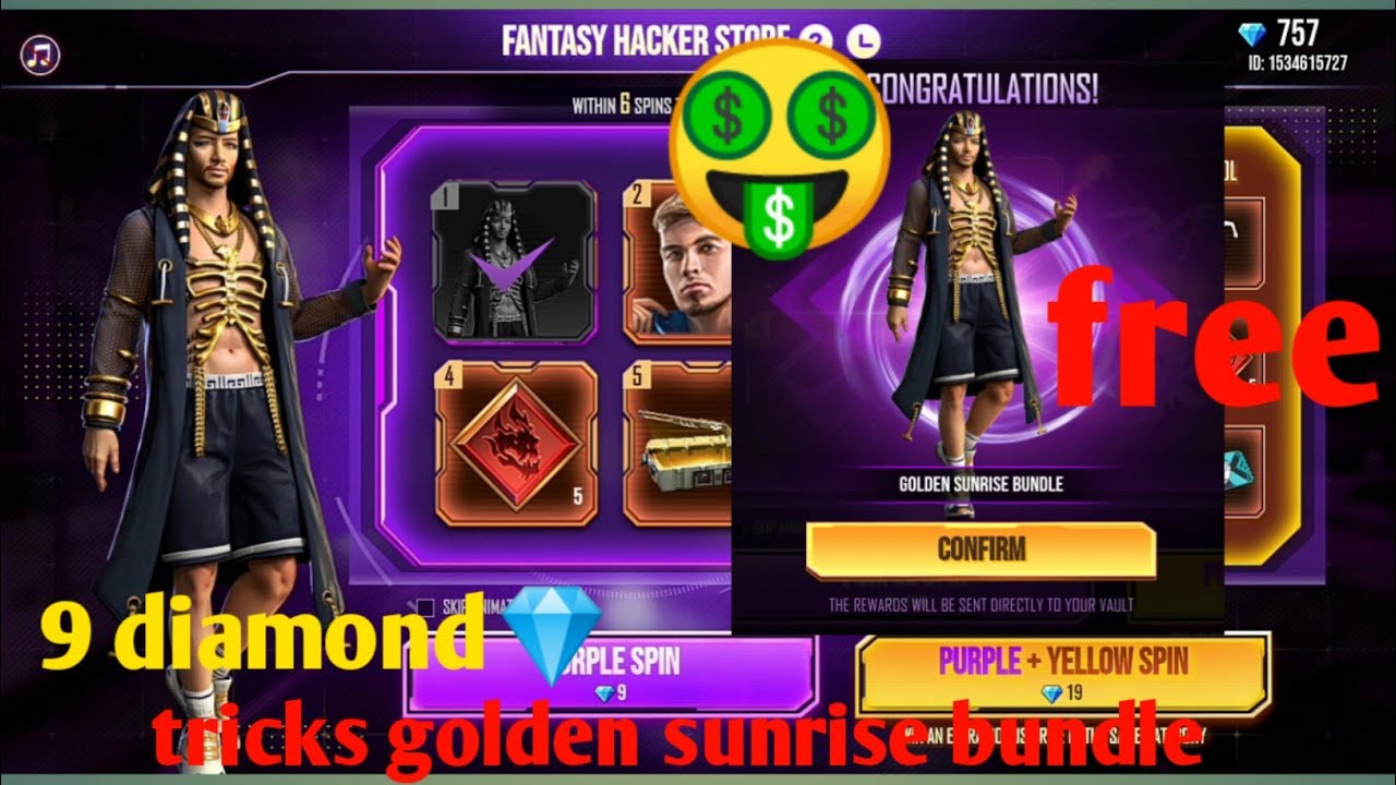 FREE FIRE TODAY NEW EVENT FANTASY HACKER STORE IN TAMIL / /   TODAY FREE CLAIM GOLDEN SUNRISE BUNDLE