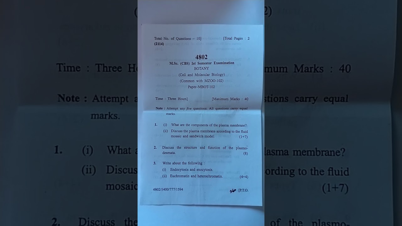 M.sc. 1st semester (Cell and Molecular Biology)  