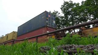 Fast CSX Stack Train Flies By in 4K