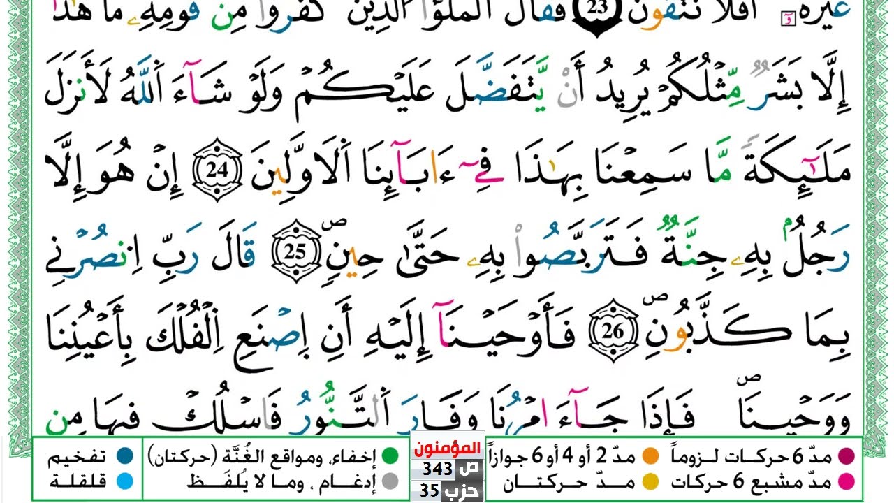 سورة المؤمنون مكتوبة توفيق النوري Surah Al Moamenon  ورش عن نافع من طريق الازرق
