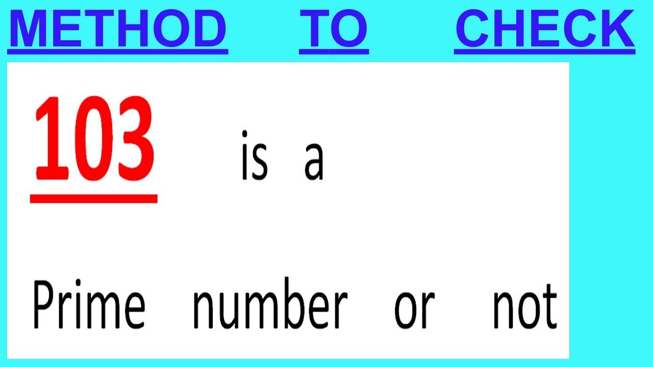 103 is a Prime number or not - YouTube