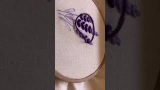 making a simple and easy voluminous purple  lavender flower embroidery tutorial design#handbroidery