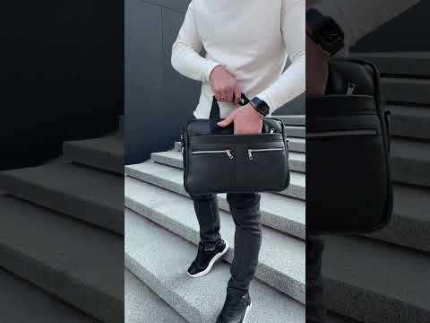 Чоловіча шкіряна ділова сумка портфель для ноутбука і документів, видео 1