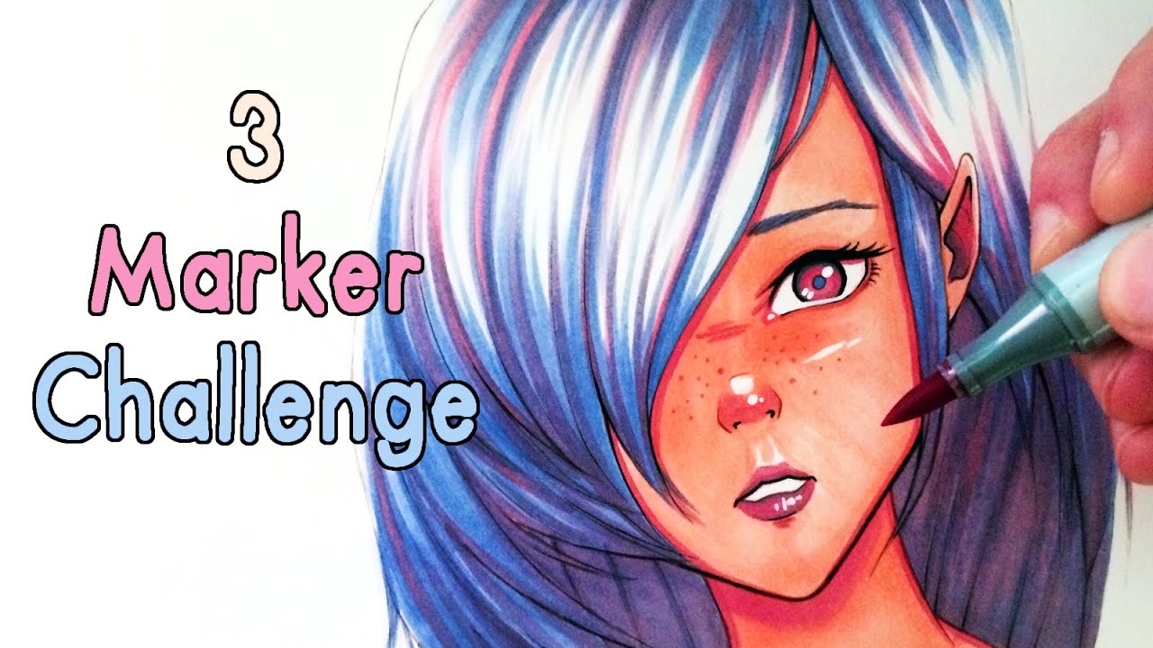 THE 3 MARKER CHALLENGE - with Copics