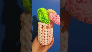 mini plastic wire Flower vase #shortsfeed #diy #baisali crafts ⭐️💐⭐️💐⭐️