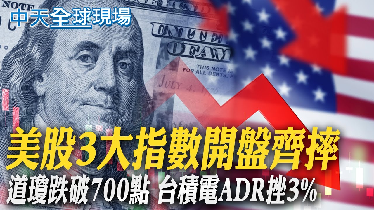 美股3大指數開盤齊摔 道瓊跌破700點 台積電ADR挫3%｜【全球現場】 20250410 @中天新聞CtiNews