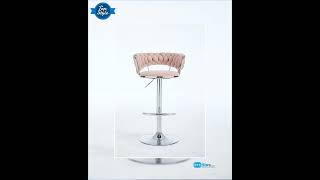 Set of 2 Bar Stools,with Chrome Footrest and Base Swivel Height Adjustable Mechanical Lifting Vel...