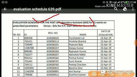 HPSSC Lab Assistant ( Post Code - 639 ) Evaluation Schedule !