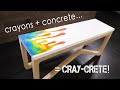 Concrete Bench w/ MELTED CRAYON inlay covered in Epoxy || how to make