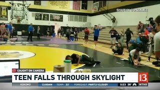 Teen falls through skylight
