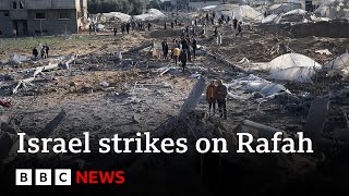 Israeli strikes kill dozens in Rafah as raid rescues two hostages | BBC News