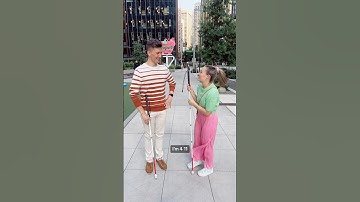 Tall & short blind people trade canes (hilarious!) #shorts