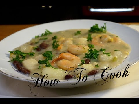 HOW TO MAKE SCALLOP & SHRIMP SOUP STEW CHOWDER SMOTHERED RECIPE 2017