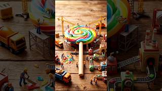 🍭 Tiny Workers Build a Giant Lollipop Factory! 😱 #Shorts